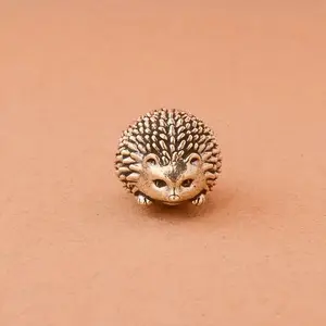 Vintage Brass Hedgehog Figurine for Themed Room Decor, Holiday Decorations for Christmas Halloween Easter Thanksgiving, No Power Required Desktop Craft Statue