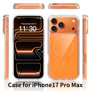 iPhone 17 Pro Max Orange Clear Magnetic Protective Case | Durable Shockproof Build, Anti-Fingerprint Coating & Full MagSafe Support