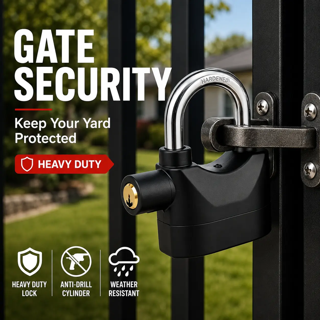 Anti-Theft Alarm Padlock with Lock Hasps, Aluminum Alloy Materia | 110dB Loud Siren, Heavy Duty Weatherproof Security Lock, Key/Combination Access, Vibration-Triggered Alarm