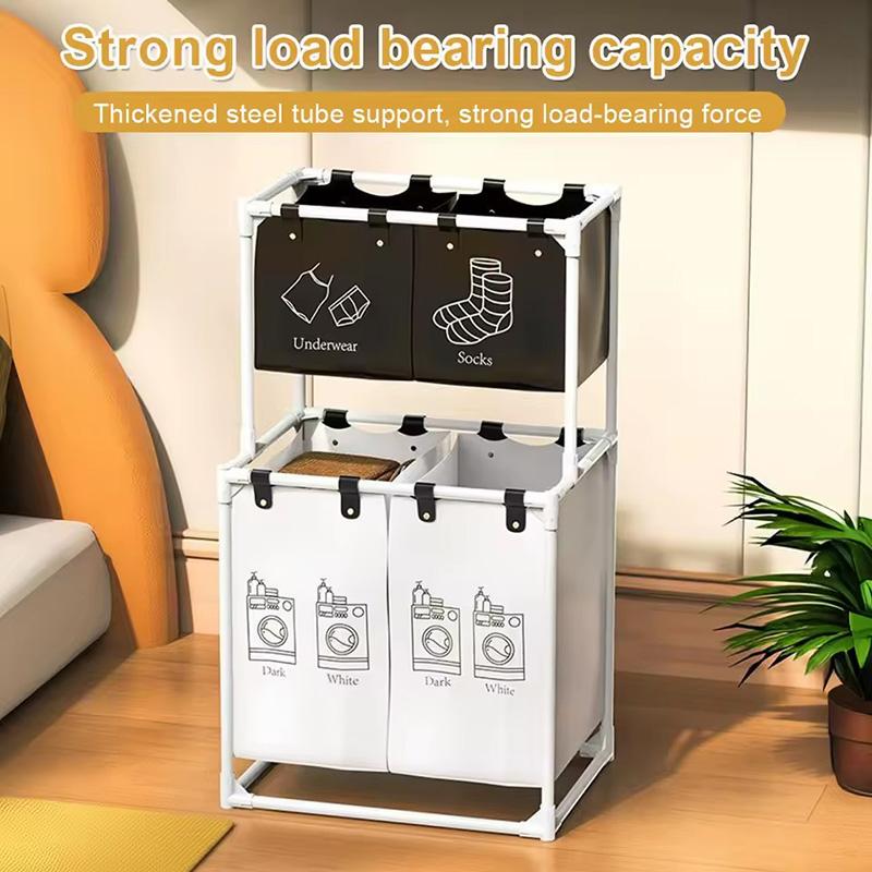 2-3 Layer Laundry Basket with Detachable Fabric Box, Independent Hanging Sorter, Foldable Laundry Organizer for Bedroom, Bathroom, Dormitory