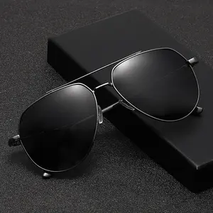 Men's Polarized Sunglasses—Classic Aviator Style with a Double-Bridge Metal Frame. A stylish new release for Summer 2026, these luxurious, high-end black sunglasses are designed specifically for driving, outdoor activities, and everyday wear.