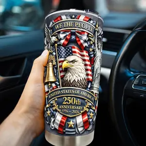America 250th Anniversary 3D Effect Tumbler, 4th of July Keepsake Cup, Insulated Drinkware Gift Idea, US Heritage Present Idea