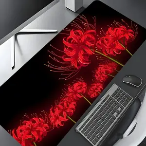 Mystic Red Spider Lily Large Gaming Mouse Pad, aesthetic desktop decoration protection pad, Desktop Accessory, rubber pad non-slip lock edge work pad,multi-size mouse pad for laptop,desktop computer games, work,family, good gift for boys,girls,kids