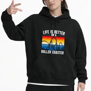 Roller Coaster Themed Long Sleeve Hoodie – Life Is Better On A Ride