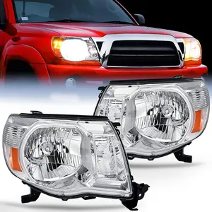 Nilight Headlight Assembly for 2005 2006 2007 2008 2009 2010 2011 Toyota Tacoma Replacement Headlamp Chrome Housing Amber Reflector