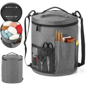 Hot Selling Round Bucket Yarn Bag, DIY Handmade Knitting Yarn Storage, Large Capacity Yarn Ball Organizer, Crochet Hook Holder