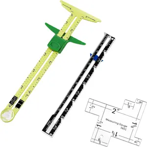Sewing Gauge 3 count Seam Gauges for Sewing Fabric Hem Ruler T Shape Sewing Rulers 5 in 1 Sliding Gauge Sewing Tool for Knitting Crafting Sewing Beginner Supplies, 3 Styles