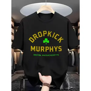 Dropkick Murphys Boston Massachusetts 180g Casual Unisex 100% Cotton Round Neck T-shirt The Fabric Is Comfortable and Soft, Machine Washable, Sweat-absorbent, Does Not Fade or Shrink. Interesting Design, Soft Texture, Adult Men's Style St. Patrick's