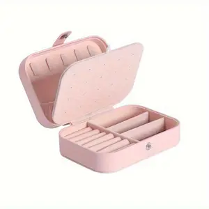 Portable Travel Jewelry Box Necklace Earrings Ring Jewelry Organizer Display Pu Leather Storage Large Capacity Jewelry Case