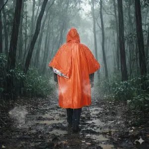 Multi-Functional Heavy-Duty Aluminum Rain Poncho: Waterproof, Windproof & Reflective for Outdoor Emergency, Camping, Hiking, Cycling, Fishing. Portable, Lightweight, Tear-Resistant & Foldable PE Material for Travel & Night Safety.