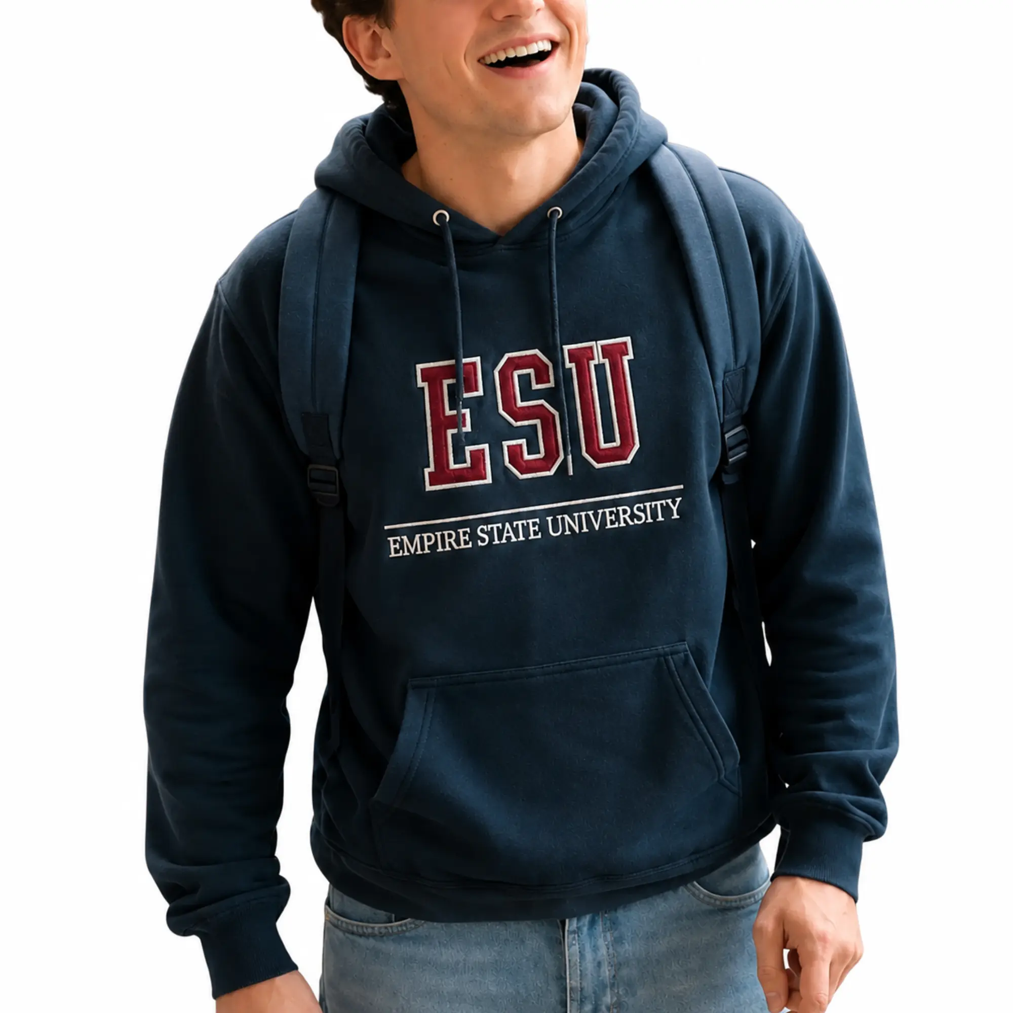 ESU Empire State University Embroidered Hoodie, College Hoodie, Spider Inspired Fan Gift, Unisex Gift