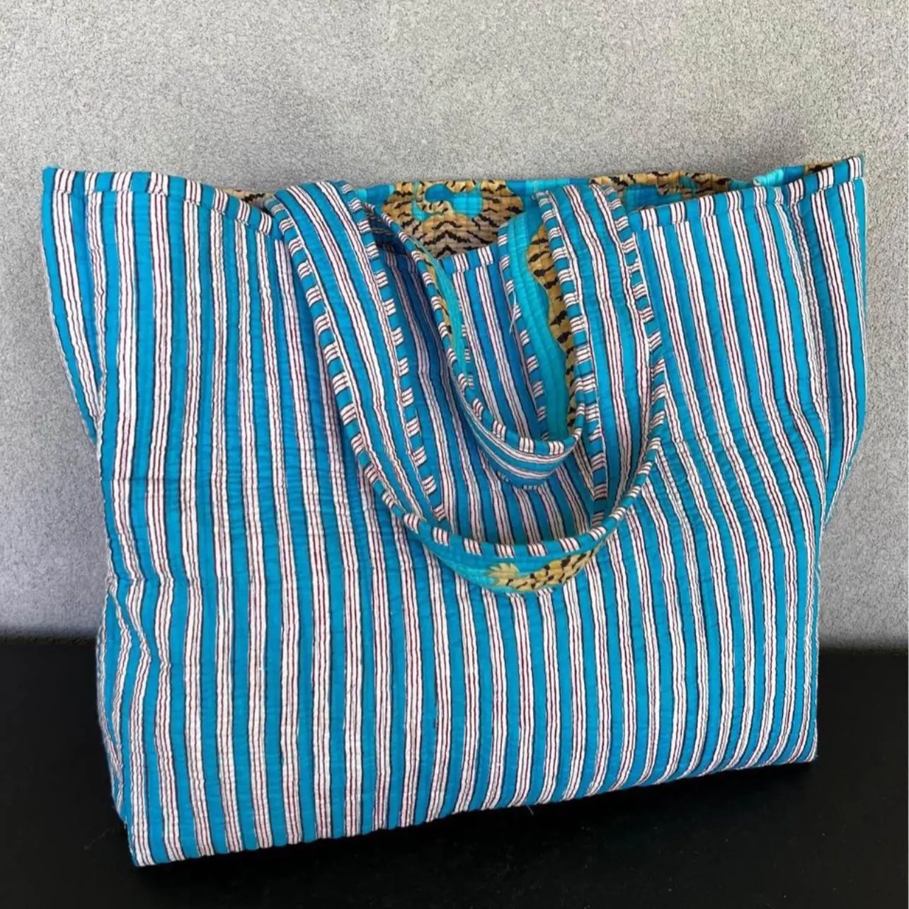 New Kantha Tiger Reversible Tote Bag (Handcrafted)