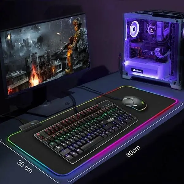 RGB Gaming Mouse Pad - Large Size Micro Cloth Mouse Pad, 1-Touch Backlight Control, Multiple Lighting Modes, USB Powered, for Gamers