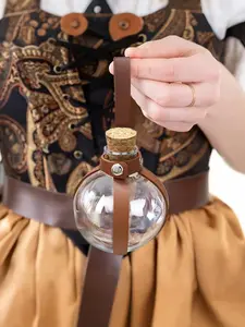 Viking Style Vintage Steam Magic Bottle Set with Leather Belt, Halloween Costume Decoration Accessories, Party Costume Accessory, Plastic Bottle Waistband Accessory
