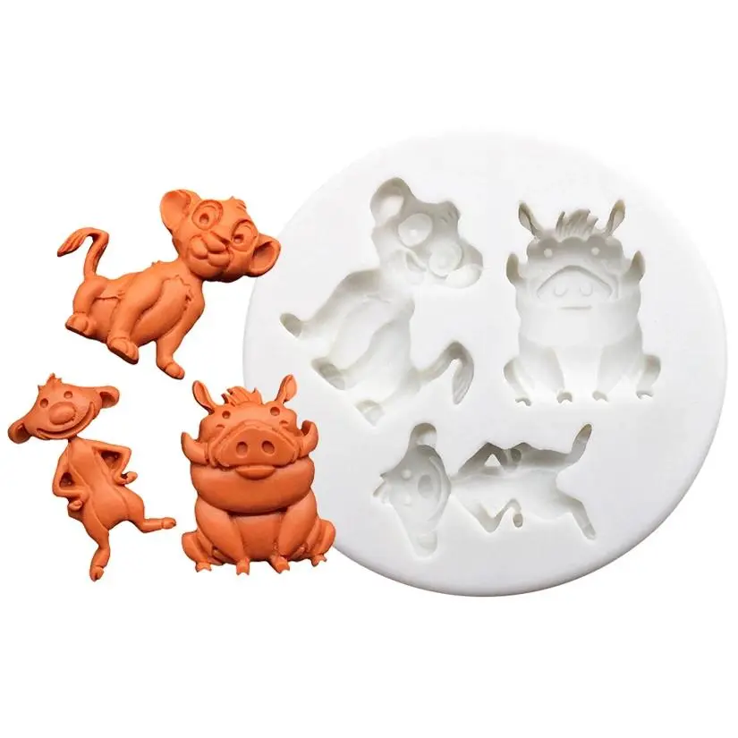 Cute Lion Warthog Mongoose Silicone Cake Baking Mold Sugarcraft Chocolate Cupcake Resin Tools Fondant Decorating Tools