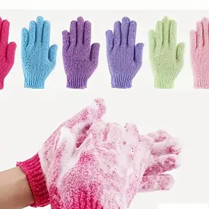 Exfoliating Bath Gloves - Double-Sided Microfiber Mixed Colors for Body & Facial Hydrotherapy, Deep Exfoliation & Light Beige Renewal, All Light Beige Types,Bath Gloves for Exfoliatin