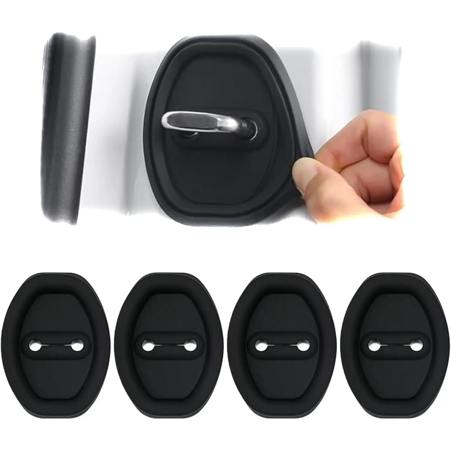 4 PackCar Silicone Door Latch Protective Cover, Vehicle Doors Locks Guard Stopper Set Auto Accessories, Door Lock Protective Cover for Various Models