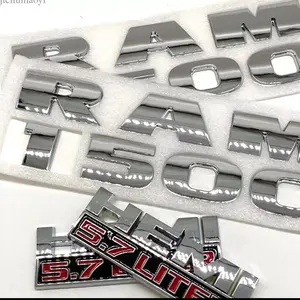 4PCS Chrome Emblem Badges 3D Raised Letter Fit for RAM 1500 Models HEMI 5.7LITER