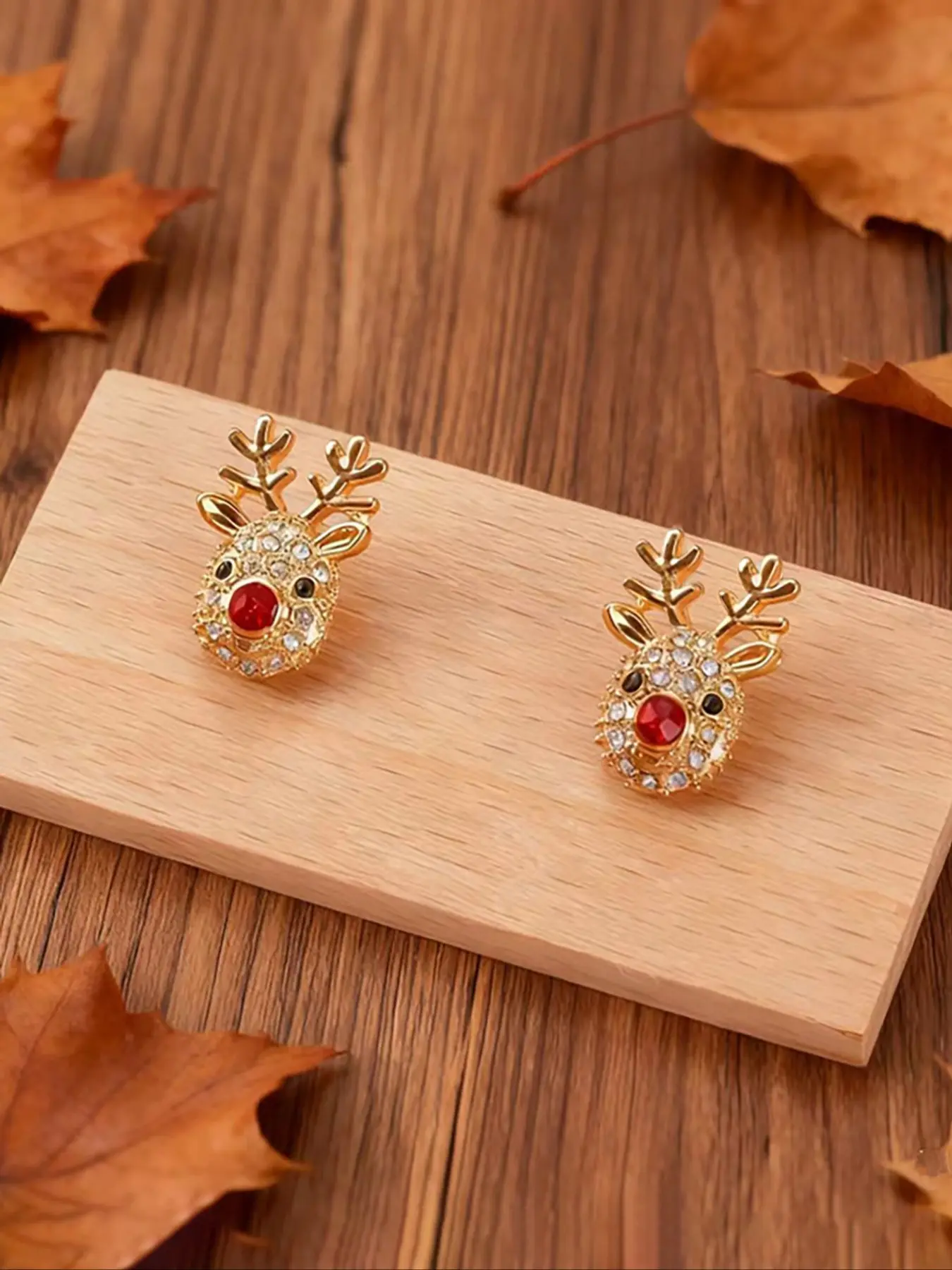Water Drill Deer Christmas Earrings, Cute Women's Holiday Jewelry, Festive Ear Studs, Perfect Gift for Christmas