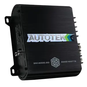 Autotek 2000 Watt 2 Channel Car Audio Amplifier with Bass Knob, High Output Class D Mono Bridged 4 Ohm Stable Input, Street Machine, SM-2000.2D, Black