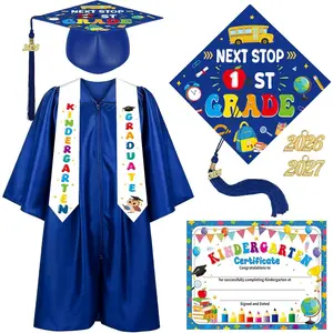 Kindergarten Preschool Graduation Cap Gown Set with Stole Certificate 2026 2027 Charms Tassel, Graduation Gifts,summervibes
