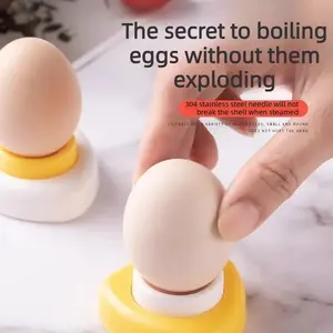 Magnetic Sticker Refrigerator Egg Hole Puncher Stainless Steel Needle for Boiled & Steamed Eggs Kitchen Essential Anti-Burst Design Multifunctional Tool