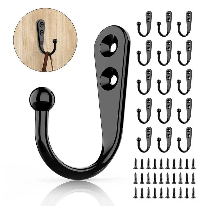 Wall Mounted U Shaped Hook, 10pcs/set Screw Installation Hanging Hook with Screws, Household Rustproof Home Organizer Hook for Kitchen Bathroom Office Dormitory, Metal Organiser Hook, Storage Hooks