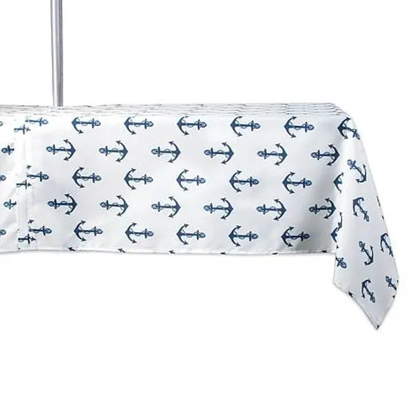 Design Imports 60" x 84" Anchors Print Outdoor Tablecloth with Zipper