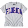 Vintage Varsity State T-Shirt | Retro Distressed Arched Letter Graphic Tee | Unisex Gildan Ash Gray Shirt | Classic Game Day Style | Casual Everyday Wear