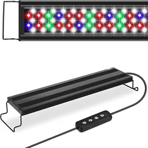 Full  Aquarium Light,Fish  Lights for  Growth Fish Viewing,3 Mode White Blue Red Green LED Beads,Timer,Adjustable Brightness,Extendable Brackets for Freshwater 26W for 32-40inch