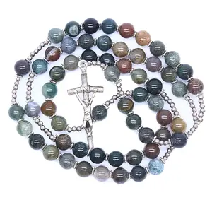 Rosary Necklace Catholic Handmade Rosary with Stone Beads，Durable Prayer Beads for Men and Women