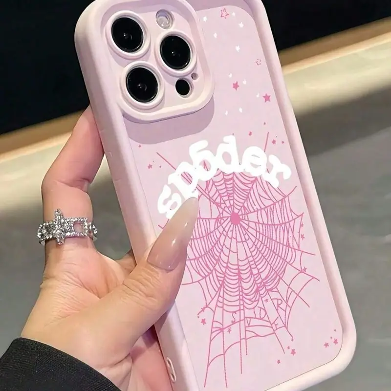 Multi-Model Creative Letter & Cobweb Pattern Soft Shell Phone Case for iPhone Series, Waterproof, Shockproof, Anti-Scratch Phone Accessories, Pro Max Fit for iPhone 7/8 Plus/XR/11/12/13/14 Plus/15 PM/16 Pro Max, Halloween Fan Accessory