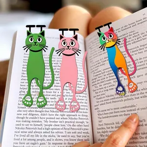 2D Acrylic Cat Bookmark Set, Durable Colorful Page Markers, Ideal for Readers & Cat Lovers, Office Learning Dual Use, Book Accessories
