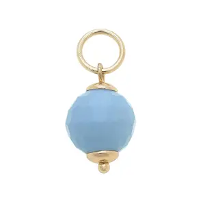 Glass Faceted Bead Charm in Light Blue
