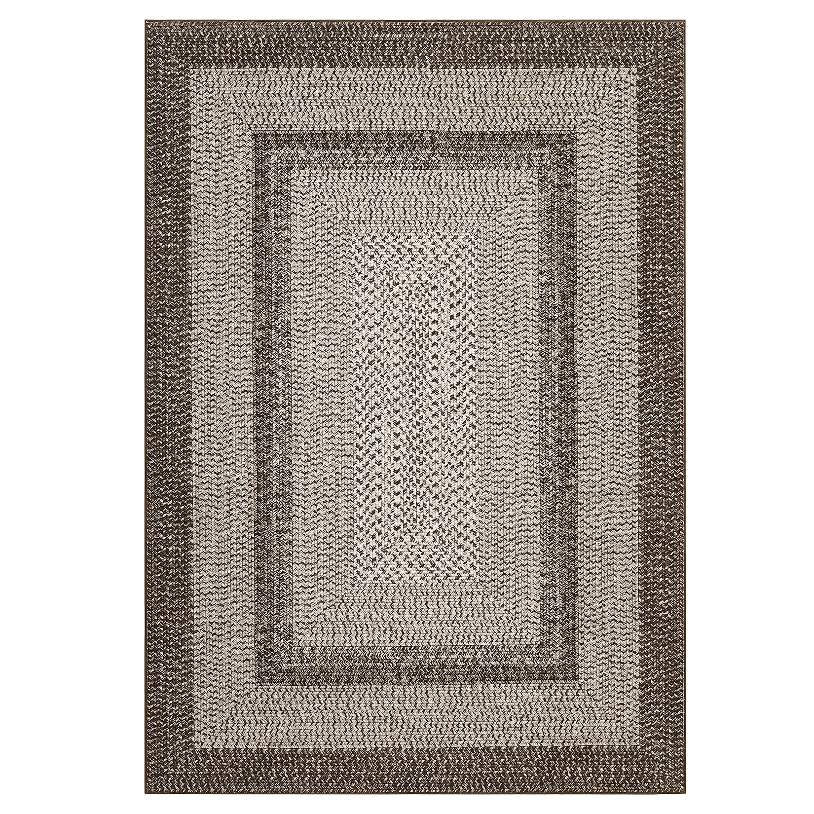 Garvee Washable Printed Area Rug with Braided Edge - Non-Slip Rubber Backing - Low-Pile Thin Compact, Non-Shedding, Mark-Resistant Carpet for Living Room/Bedroom/Entryway