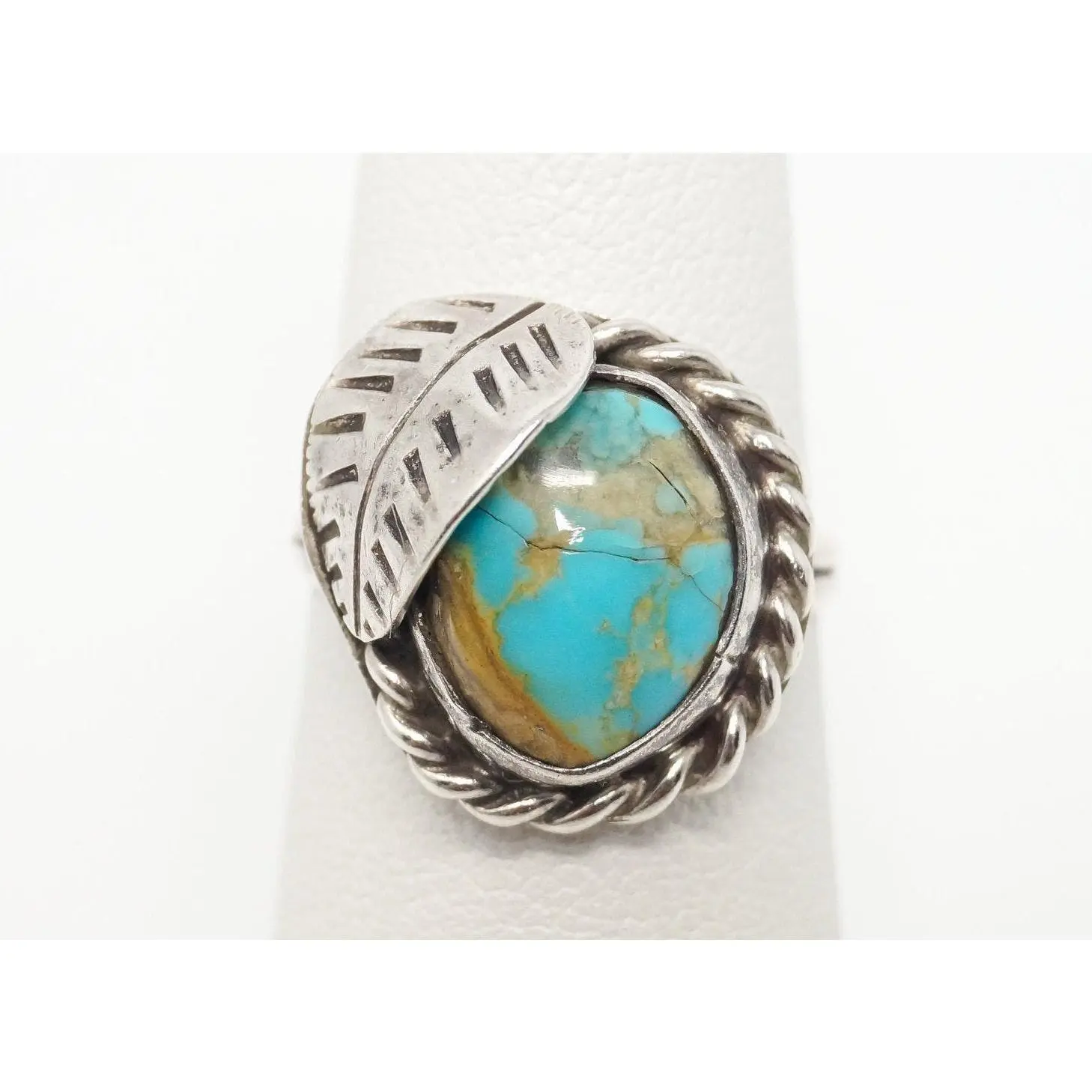 Vintage Native American Turquoise Unsigned Sterling Silver Ring - Sz 5.25