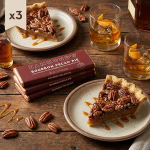 Double Neat Bourbon Pecan Pie Chocolate Bar – Gourmet Milk Chocolate Candy – Bourbon Whiskey, Pecan Pie Filling, Vanilla Bean & Sea Salt – Unique Whiskey Lover Gifts for Men – 2.25 oz Bars, Pack of 3