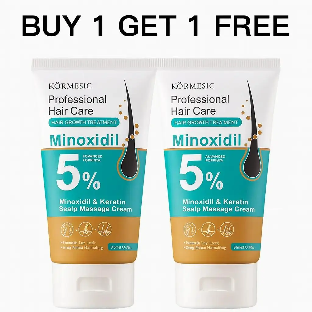 [BUY 1 GET 1 FREE] KORMESIC 5% Minoxidil Hair Growth Scalp Massage Cream with Keratin & Ginger, for Men & Women, Prevents Hair Loss, Repairs Follicles, Promotes Fast Regrowth, Strengthens Roots, Beauty Products, Hair Growth Products