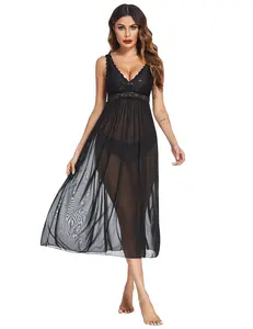Avidlove Women Lingerie Lace Nightdress Mesh Chemise V Neck Sleepwear