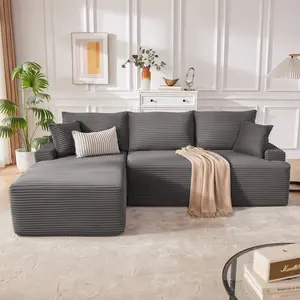 【2 packages shipping】Cloud Sectional Couch, Boneless Sofa for Living Room, Modular Sectional Sofa with Deep Seat, Fluffy Comfy Couch with L-Shaped Chaise, No Assembly Required