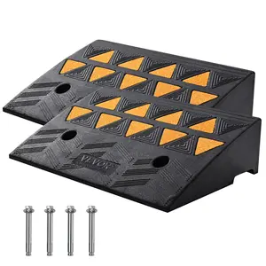 VEVOR Rubber Curb Ramp 2 Pack, TikTokShopBlackFriday, 5" Rise Height Heavy-Duty 33069 lbs/15 T Capacity Threshold Ramps, Driveway Ramps with Stable Grid Structure for Cars, Wheelchairs, Bikes, Motorcycles