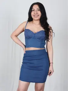 Women's Top and Skirt Denim Set