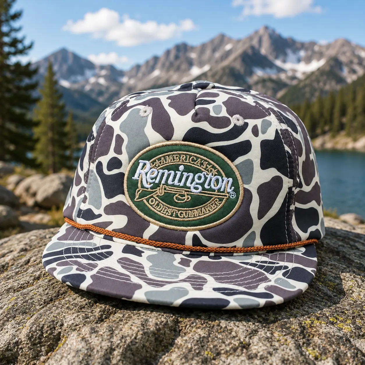 Remington Hunting Patch Retro Camo Rope Brim Snapback Hat
