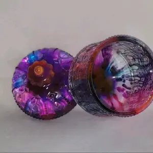 Beautiful Resin Art Ring Box or Trinket Box in Custom Colors with Colorful Design Inside