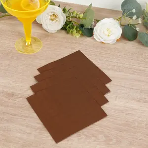 50-Pack Paper Beverage Napkins Cinnamon Brown - 2 Ply Disposable Soft 18GSM Cocktail Napkins 5"x5"