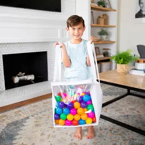 Extra Large Toy Storage Clear Bags with Zipper, 2 Pieces - Measures "×"×" Clear Plastic Bins with Handle, Toy Organizer for Kids playroom, Blocks, Clothes, Stuffed Animal Storage