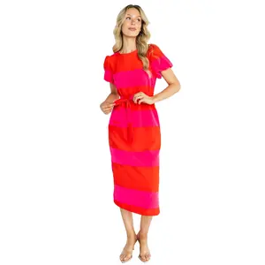 Andi Striped Midi Dress | Red + Pink