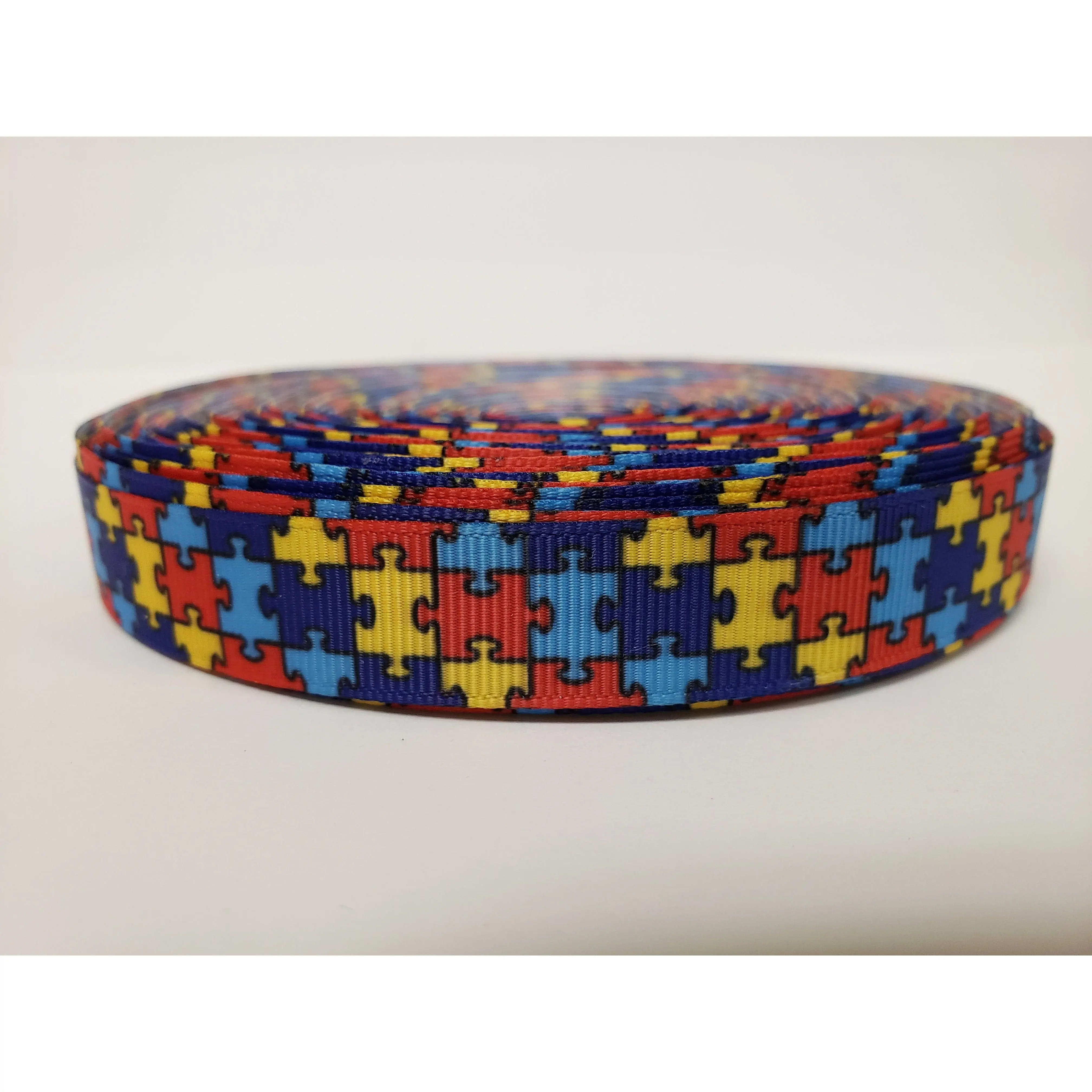 Autism Awareness - Puzzle Pieces - Grosgrain Ribbon 5/8" Width - By the yard