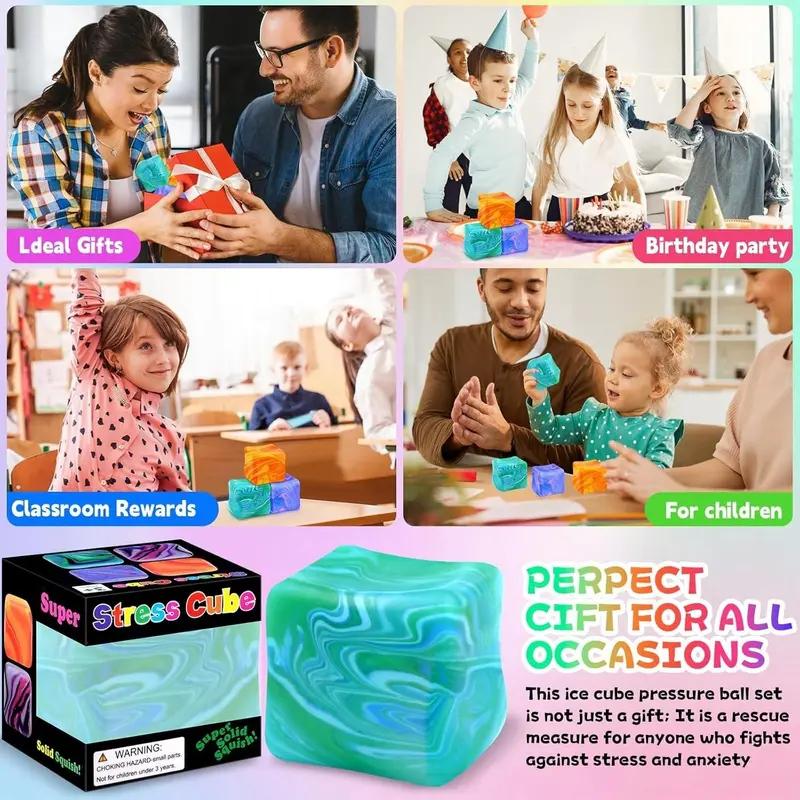 Rotating Squeeze Cube Sensory Toy, Soft Tpr Stress-ReliefFidget Cube for Adults, Squishies, Helps Anxiety, Adhd &Autism, Fine Motor Skills