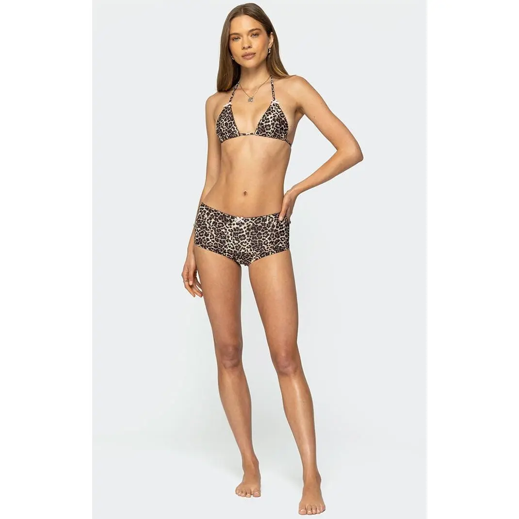 Edikted Women's Mich Leopard Boyshort Bikini Bottoms